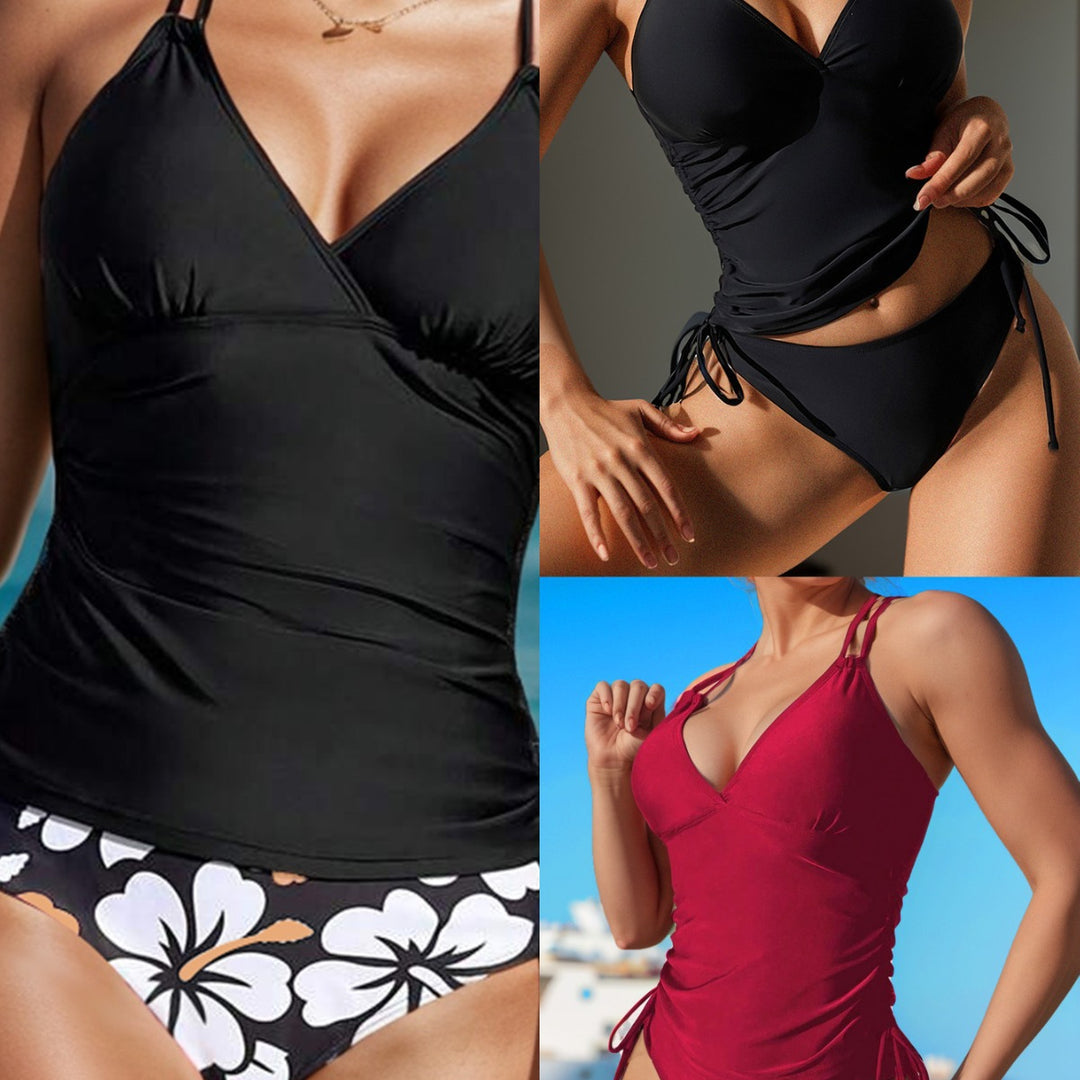 Damen Tankini-Oberteil mit verstellbaren Trägern und seitlichen Raffungselementen Drune
