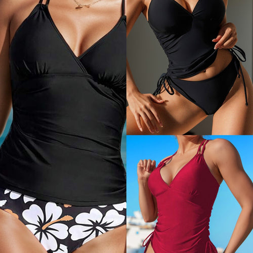 Damen Tankini-Oberteil mit verstellbaren Trägern und seitlichen Raffungselementen Drune