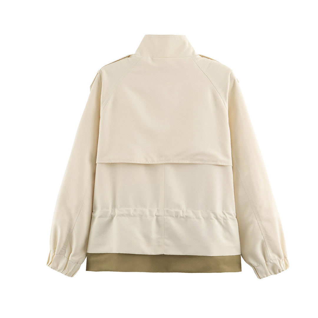 Damen 10+ kurze Utility-Jacke mit Taillenraffung, Stehkragen und Schulterklappen Drune