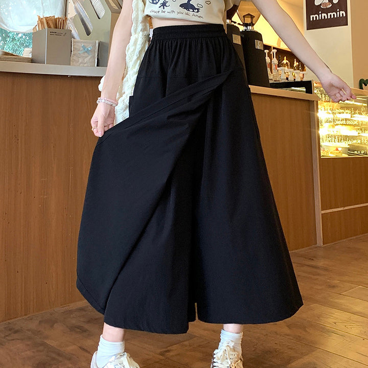 Damen Weit geschnittene Sommerrock mit hohe Taille und praktischen Taschen Drune