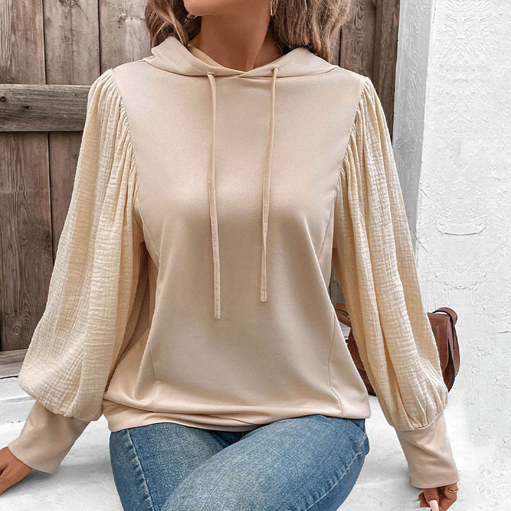 Damen Kapuzenpullover mit Ballonärmeln und Musselin-Einsatz Drune