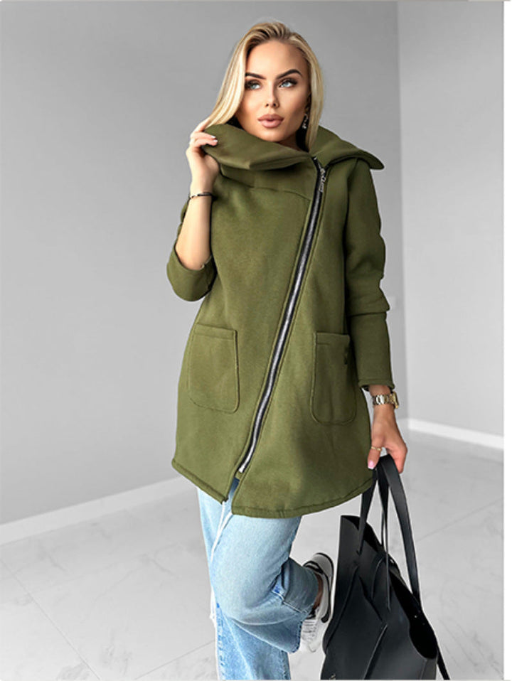 Drune | Reißverschluss Revers Mid Length Fleece Sweatshirt Jacke