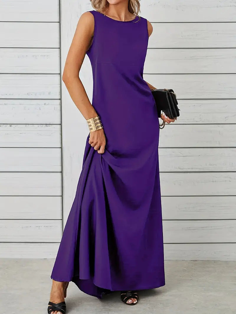 Damen elegantes Maxikleid mit schwingendem Saum und klassischem Schnitt Drune