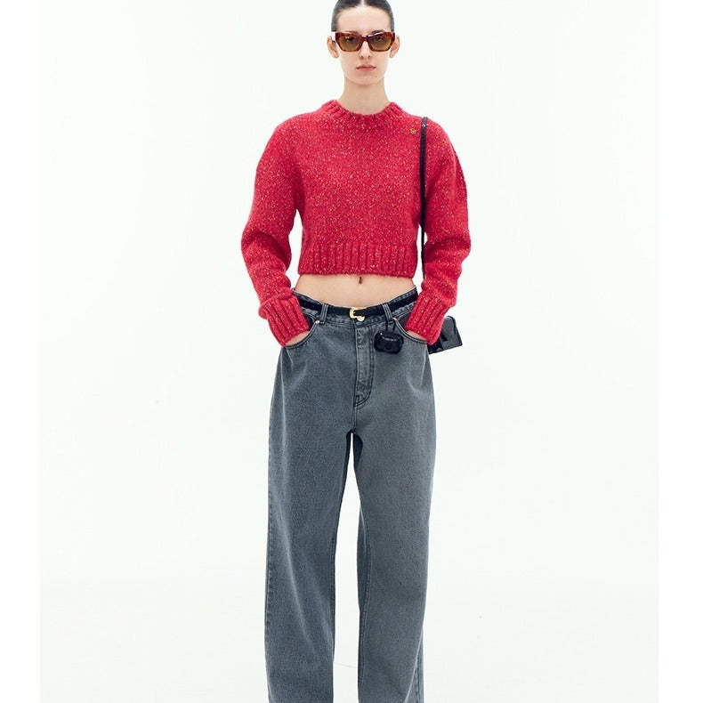 Damen modischer kurz geschnittener Pullover Drune