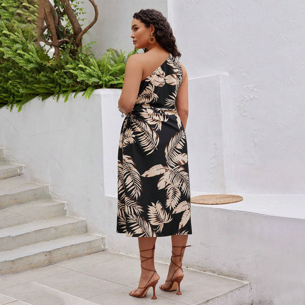 Damen asymmetrisches Strandkleid mit seitlichem Knoten Drune