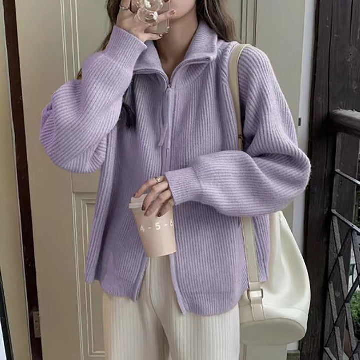 Damen Strickjacke mit asymmetrischem Reißverschluss Drune