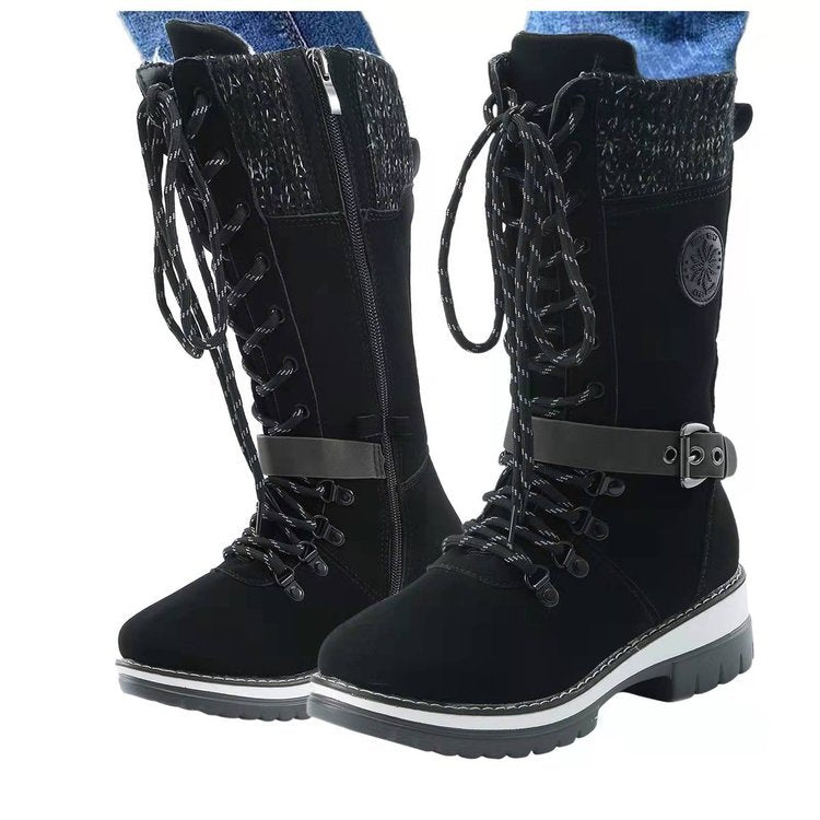 Damen robuste Winterstiefel mit hochschließendem Design und modischen Akzenten Drune