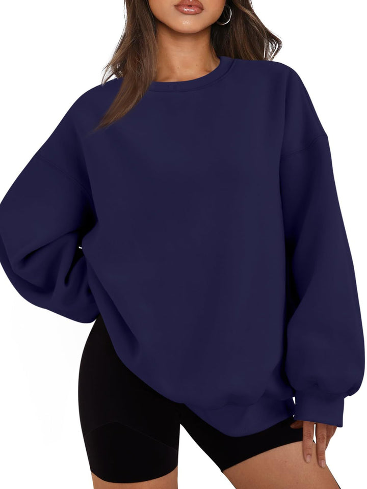 Damen nan Boxy-Crewneck-Sweat mit extraweiter Passform, Raglanärmeln und weichem Fleece-Innenfutter Drune