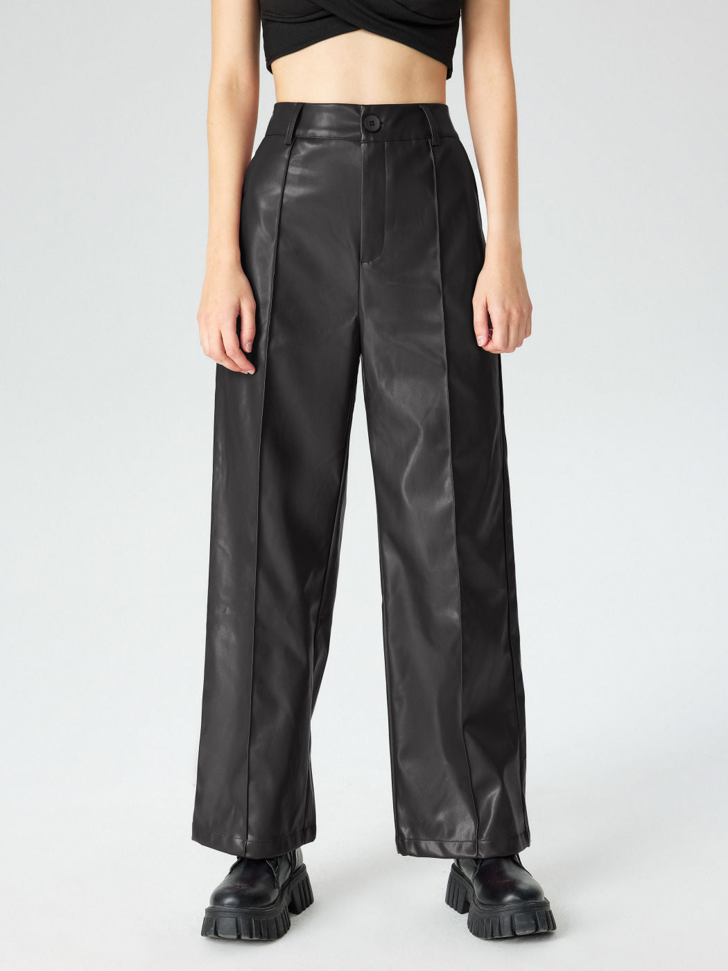 Damen Elegante Kunstlederhose Drune