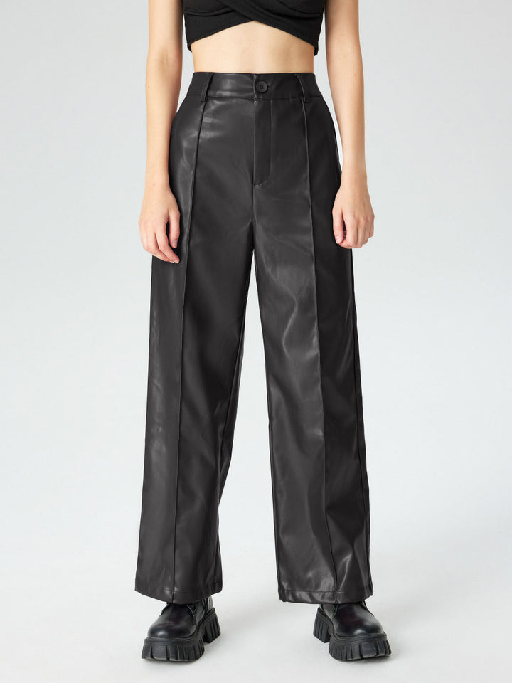 Damen Elegante Kunstlederhose Drune