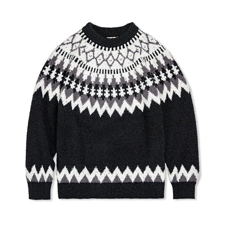 Damen nan Norwegerpullover aus Wollmix mit Rundhalsausschnitt und traditionellem Fair-Isle-Yoke Drune