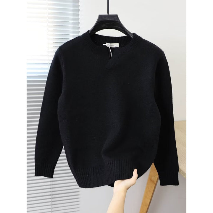 Damen Eleganter Strickpullover mit Stehkragen Drune