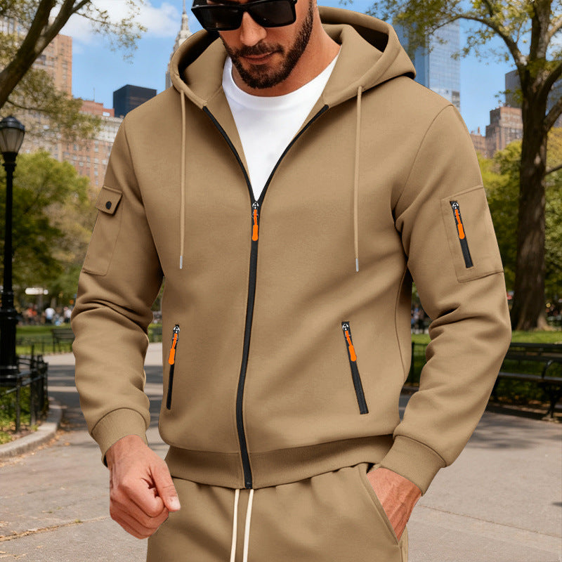 Herren nan Kapuzenjacke mit wasserabweisenden Reißverschlüssen und multifunktionalen Taschen Drune