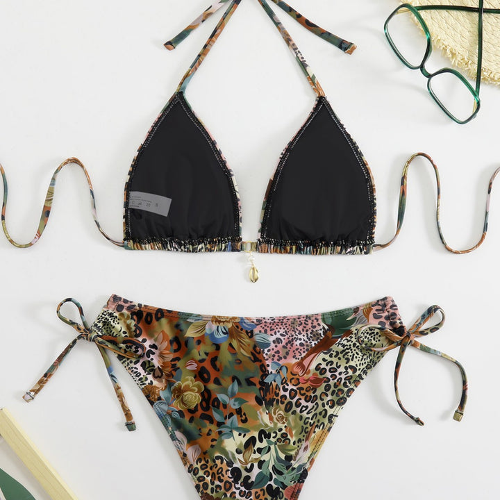 Damen Triangel-Bikini mit floralem und animalischem Design Drune