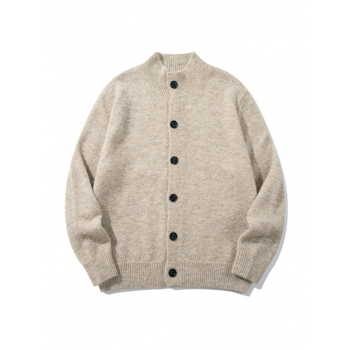 Unisex Boxy-Mohair‑Mix‑Cardigan mit halbhohem Kragen und durchgehender Knopfleiste Drune