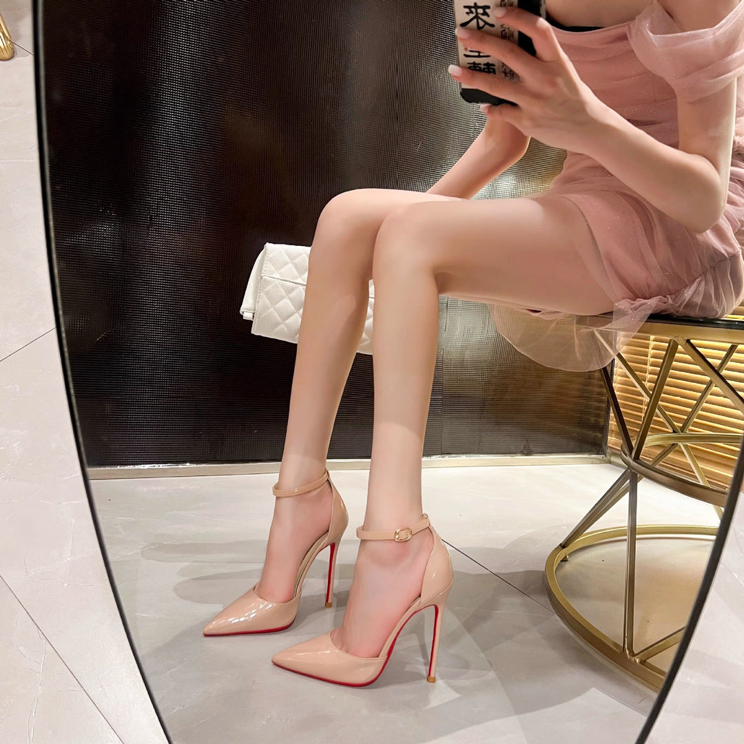 Damen luxuriöse spitze Stiletto-Pumps mit verstellbarem Knöchelriemen Drune