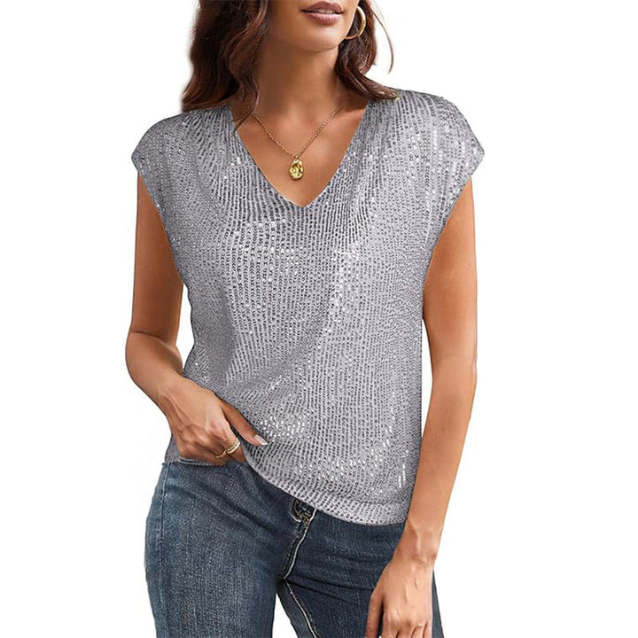 Damen Glamouröses Pailletten-Oberteil Drune