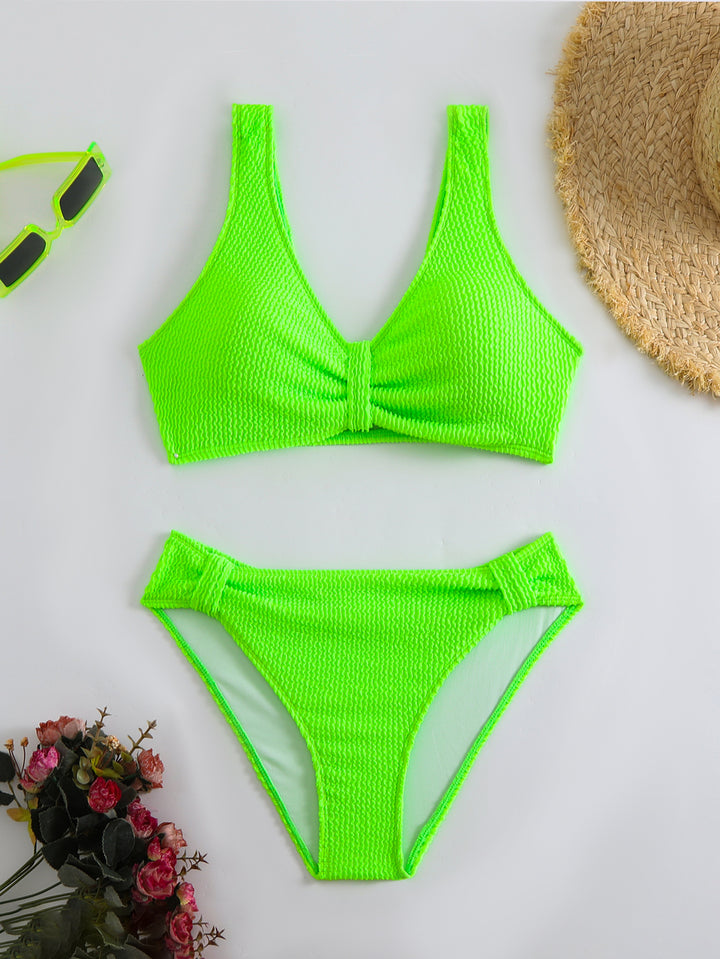Damen Bikini-Set mit raffiniertem Knoten-Detail und hoch geschnittenem Höschen Drune