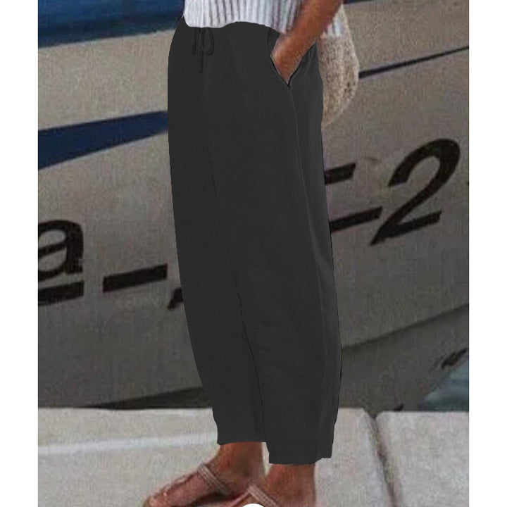 Damen Ankle Harem Hose mit Kordelzug, Seitentaschen und elastischem Knöchelbund Drune