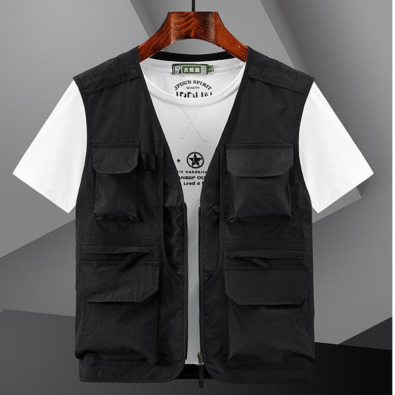 Herren Utility Outdoor-Weste mit Mehrfachtaschen und Frontreißverschluss Drune