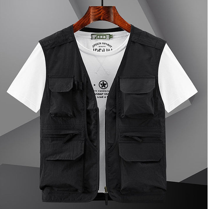 Herren Utility Outdoor-Weste mit Mehrfachtaschen und Frontreißverschluss Drune