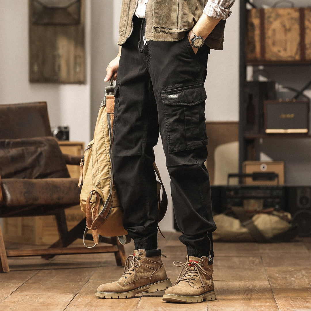 Herren Utility-Cargo-Jogginghose mit Mehrfachtaschen, elastischen Bündchen & Reißverschlussdetail Drune