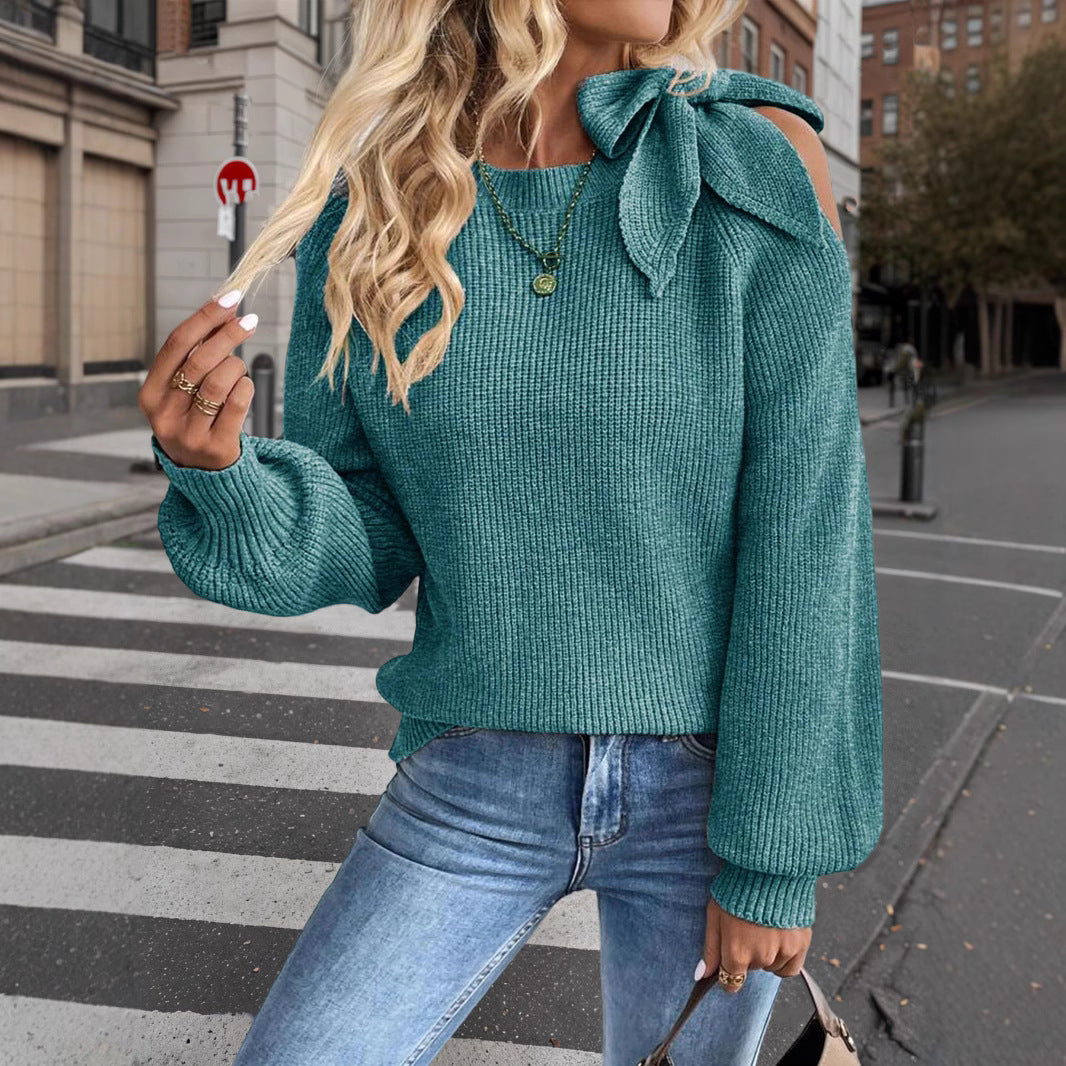 Damen lässiger Pullover mit besonderem Schulterdesign Drune