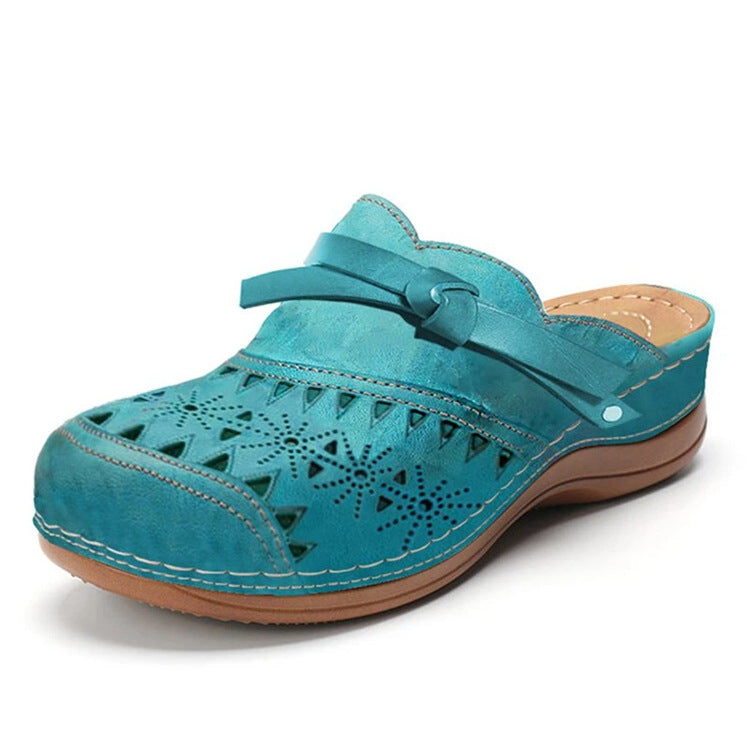 Damen Komfort Clogs mit modischem Lochmuster und dekorativem Riemen Drune
