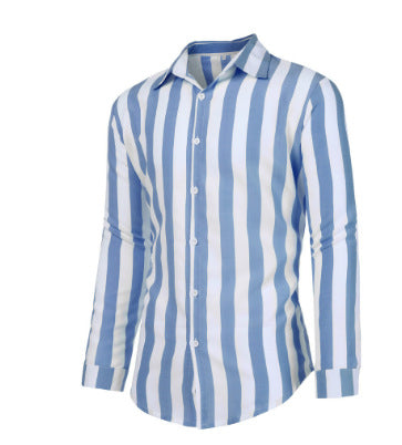 Herren elegantes gestreiftes Langarmhemd mit modernem Schnitt Drune