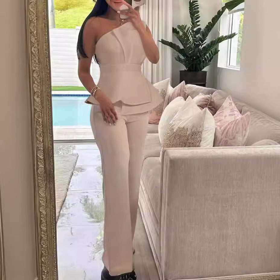 Damen Modischer Jumpsuit mit schickem Tailleneffekt und gerafftem Oberteil Drune