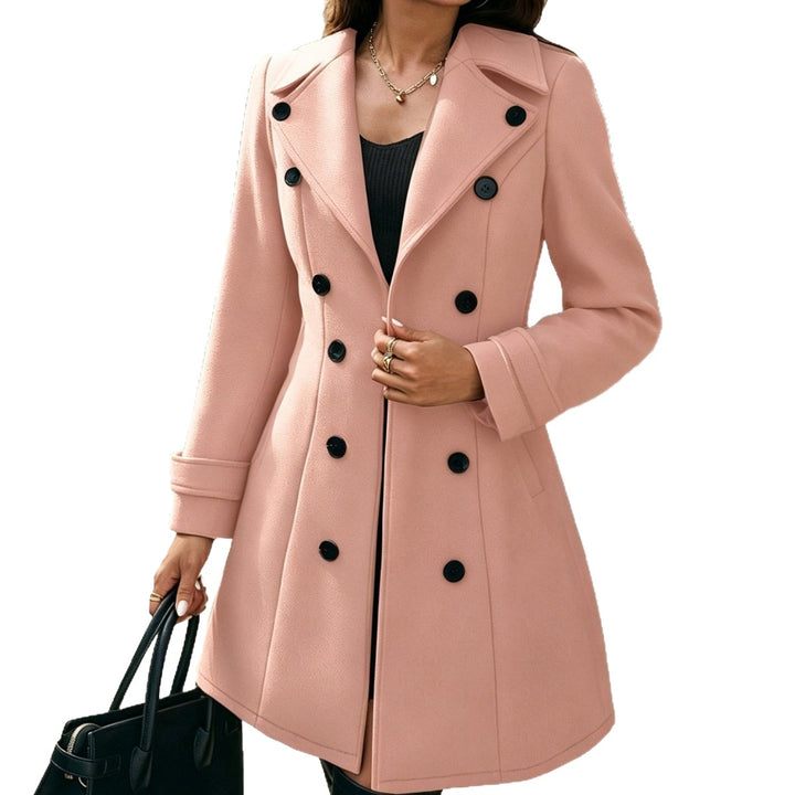 Damen Eleganter taillierter Trenchcoat mit Doppelreihe und Reverskragen Drune