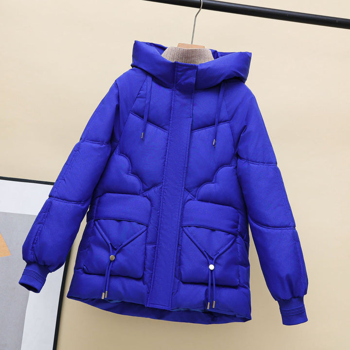 Damen gesteppte Winterjacke mit Kapuze und Herzdetails Drune