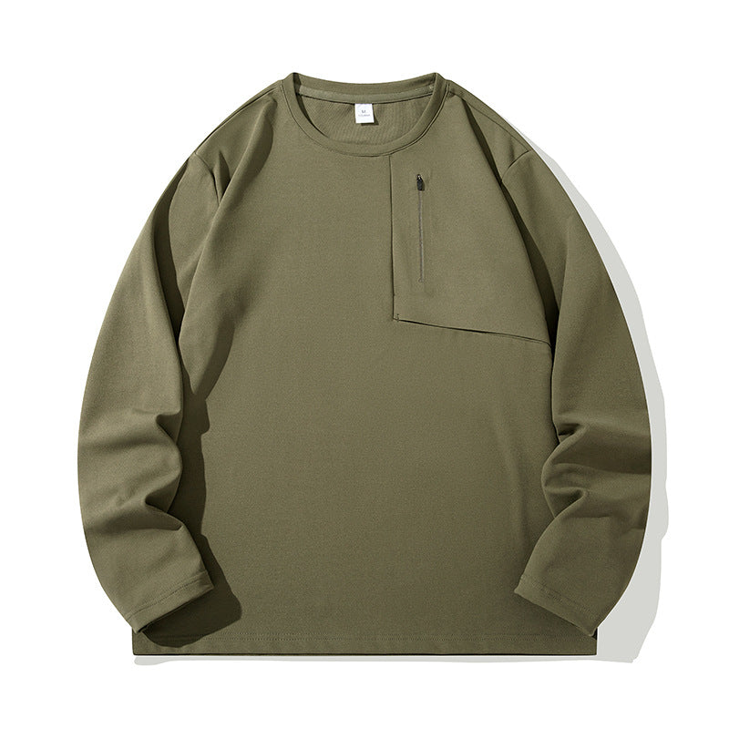 Unisex Oversize Langarm‑Sweatshirt mit Brustreißverschlusstasche und Rundhalsausschnitt Drune