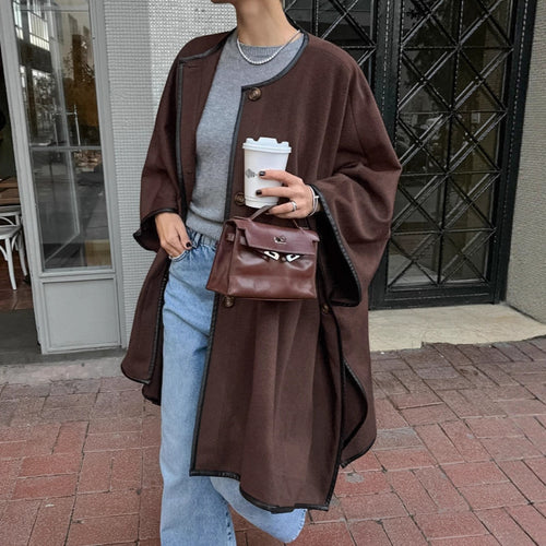 Damen versatile Wolle Cape Drune