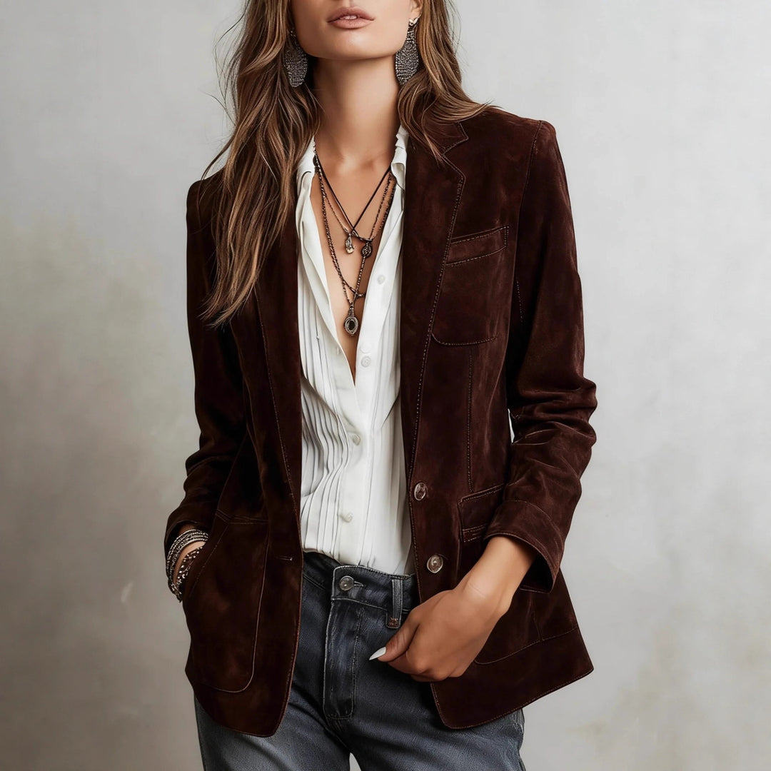 Damen Eleganter Wildlederblazer Drune
