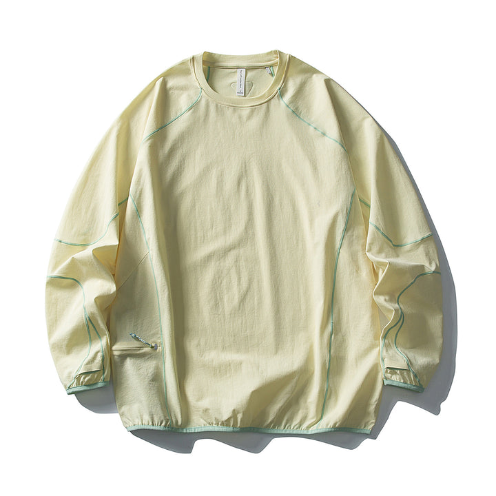 Unisex Technischer Oversize Rundhals-Pullover mit Flatlock-Nähten und seitlicher Reißverschlusstasche Drune