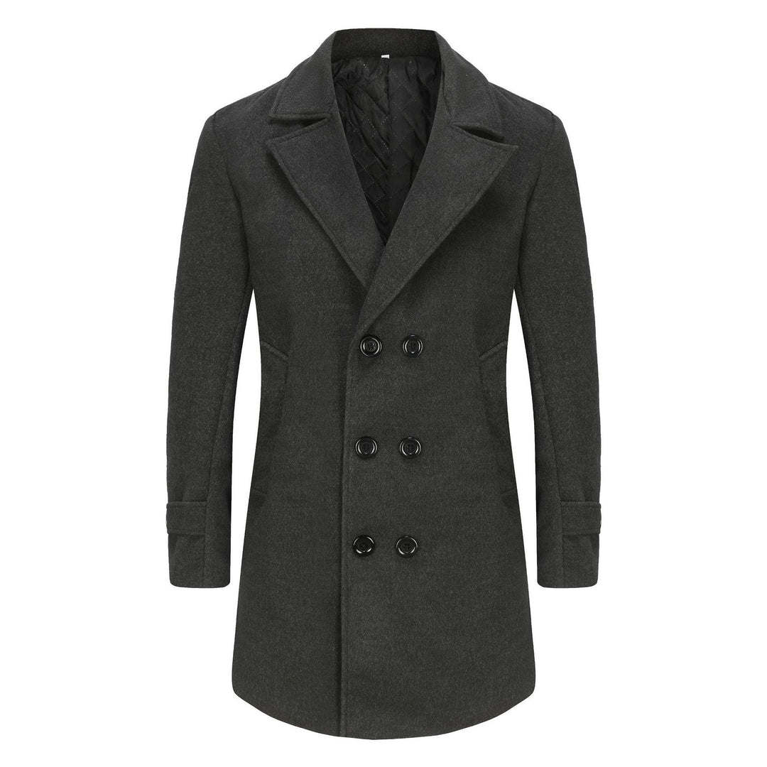 Herren eleganter Wende-Mantel mit doppelter Knopfleiste und verborgenem Gürtel Drune