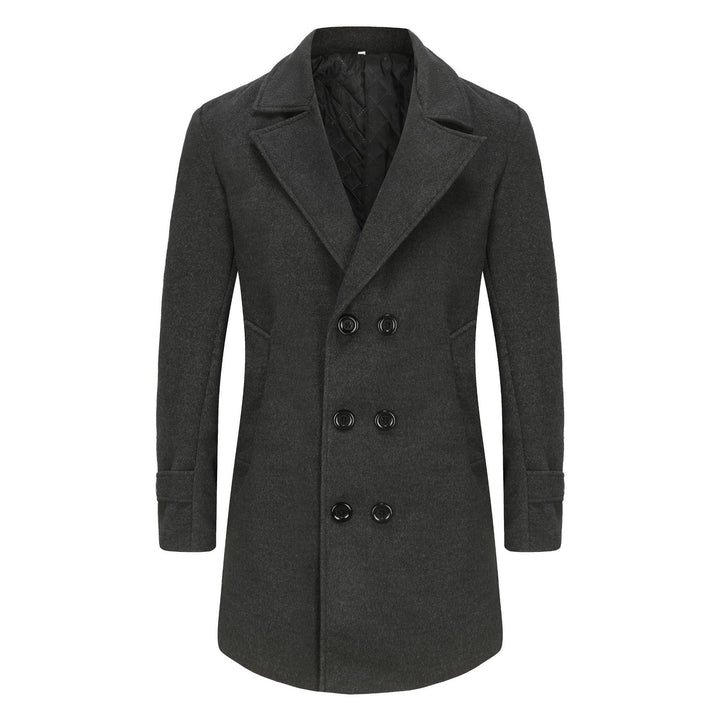 Herren eleganter Wende-Mantel mit doppelter Knopfleiste und verborgenem Gürtel Drune