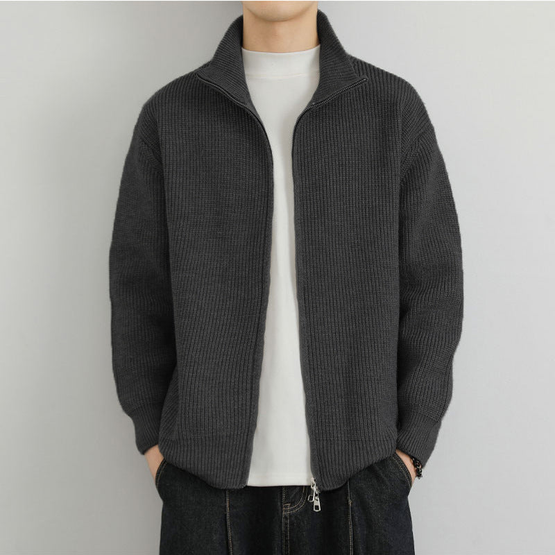 Herren Strickjacke mit Stehkragen und Reißverschluss Drune