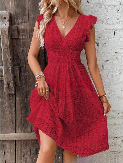 Damen Sommerkleid mit eleganten Spitzenärmeln Drune