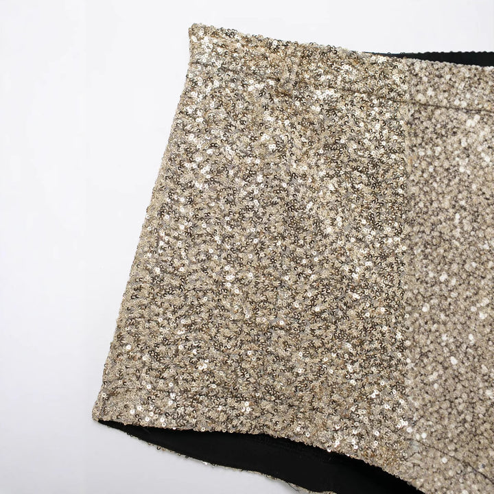 Damen Pailletten Hohe Taillen Shorts Drune