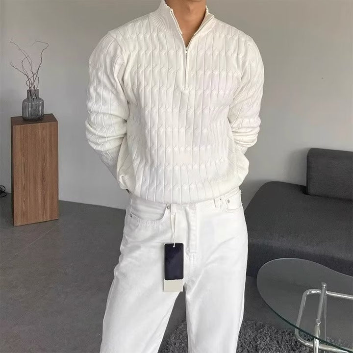 Herren Strickpullover mit Zopfmuster und Rollkragen Drune