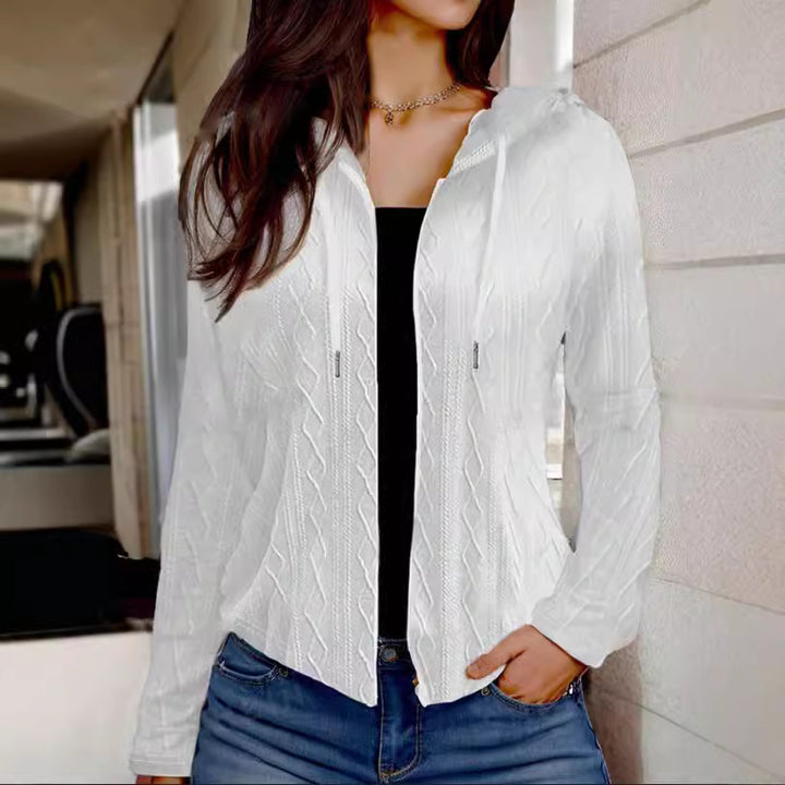 Damen leichte Kapuzenjacke im Strickdesign Drune
