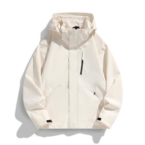 Damen Wasserabweisende Kapuzen‑Übergangsjacke mit verstellbarer Kapuze, verdeckter Frontblende und Multifunktionstaschen Drune