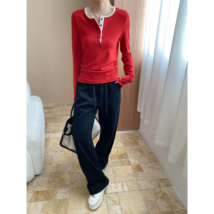 Damen lässige Sweatpants mit weitem Bein und elastischem Bund Drune