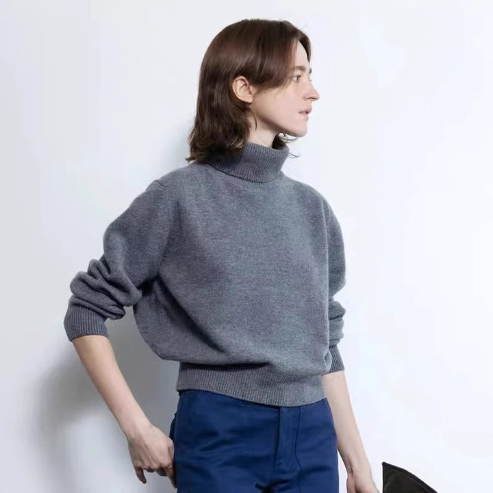 Damen Langarm-Pullover mit hohem Kragen Drune