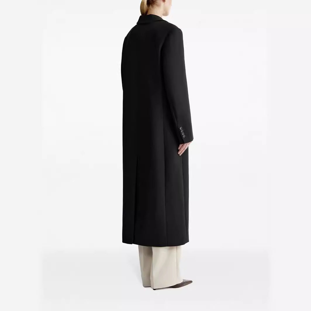 Damen lang geschnittener einreihiger Oversize-Mantel mit schmalem Revers Drune