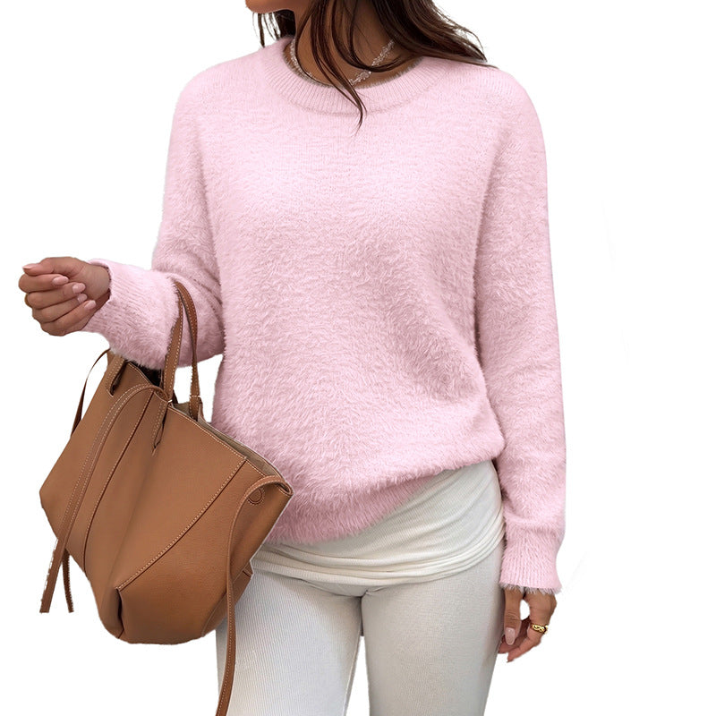 Damen Weicher Strickpullover mit Rundhalsausschnitt Drune