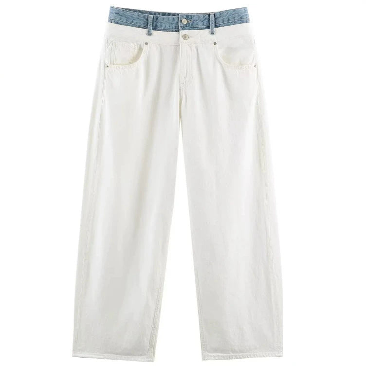 Damen Hochtaillierte Culotte-Hose mit weitem Bein und dekorativem Taillengürtel Drune