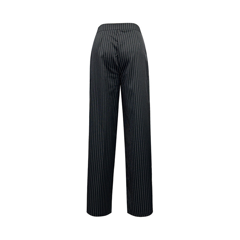 Damen elegante gestreifte Hochbundhose Drune